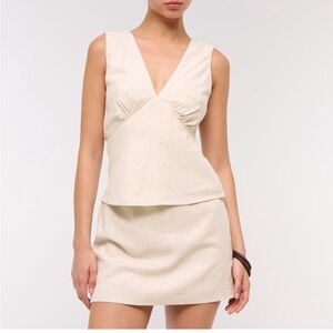 Abercrombie & Fitch Cream Mini Skirt and Top Linen Set